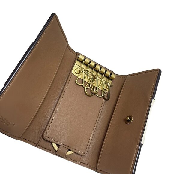 Auth COACH - CI210 Cream Beige PVC Leather Key Case - Picture 4 of 6